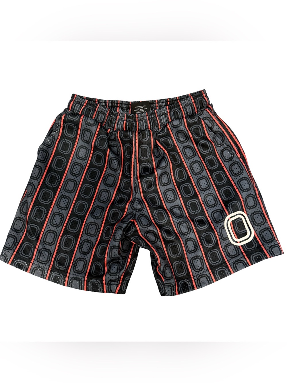 Overtime Black & Red Patterned Athletic Shorts Youth Large / like new